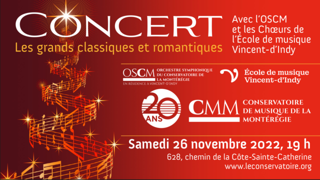 The OSCM and the choirs of the École de musique Vincent-d'Indy present Les grands classiques et romantiques.